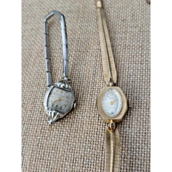 Lot of 2 Vtg women watch Bulova & Baylor 10K Rolled Gold Plate Bezel 17 Jewels Ladies Bulova Vintage 10K Rolled Gold Plated Watch Estate  main image 3